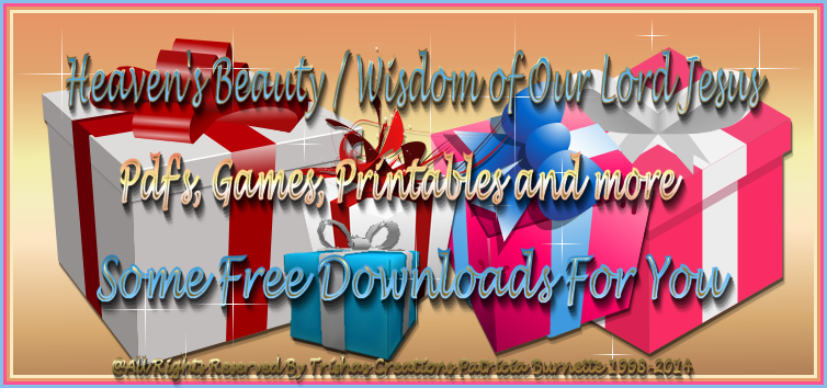 These are Pdf's, Games, Printables and more. I will be adding more as the Lord reigns, but I will do my very best to make sure you have many things to enjoy and to help you along your way in your walk with Jesus Christ!