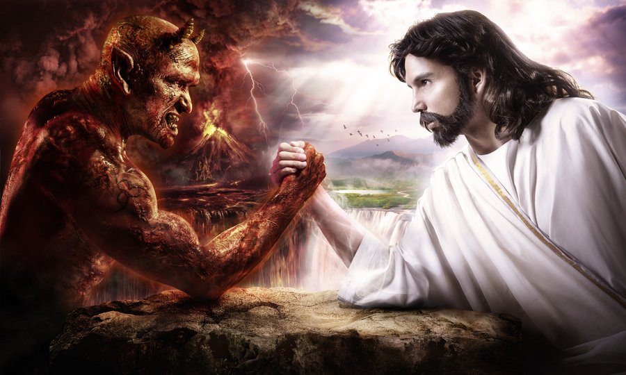 Jesus Arm Wrestling with The Devil