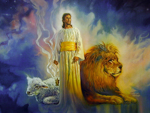 Jesus and Lion and Lamb